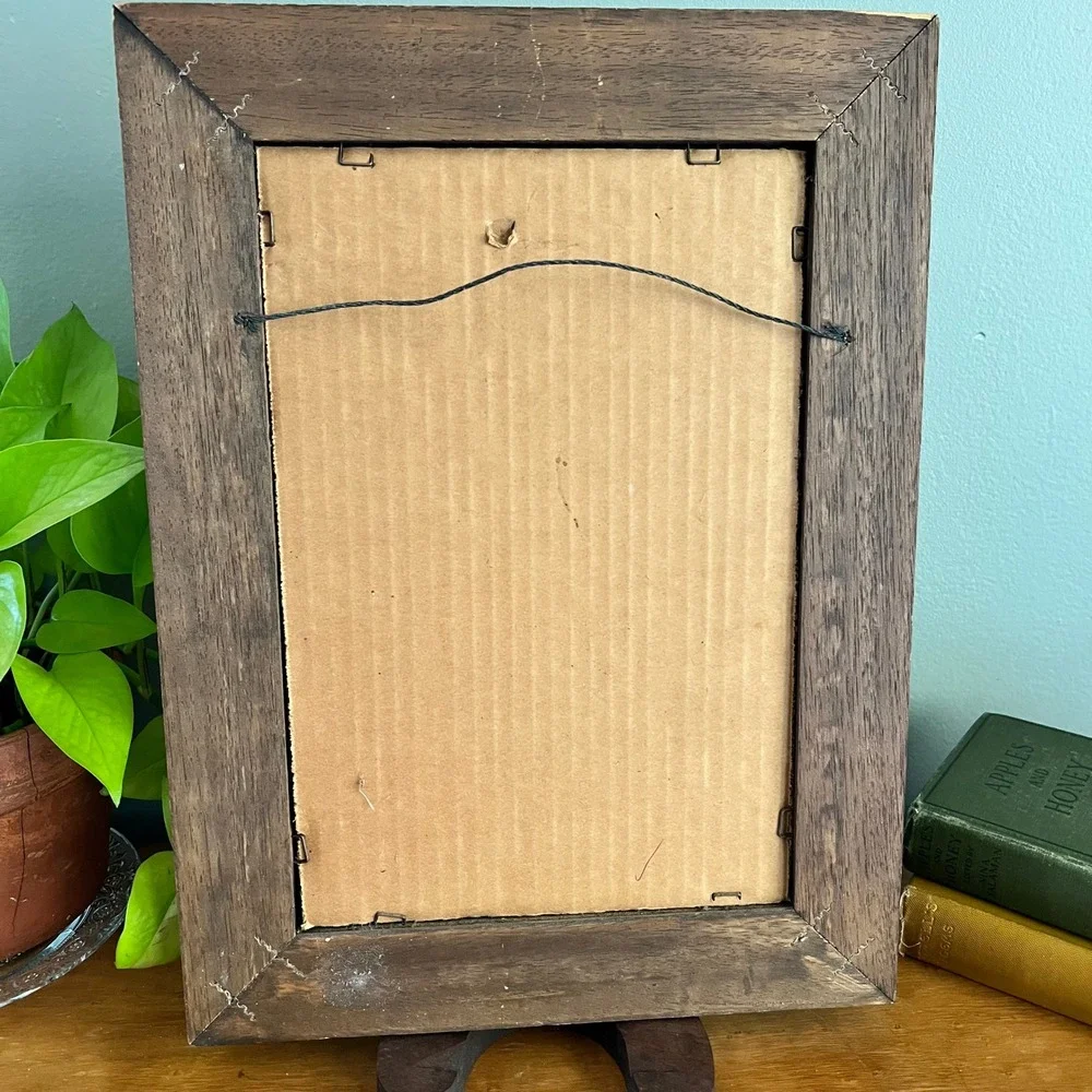Vintage Norman Rockwell The Gift Grandfather and Grandson Wood Framed Mirror